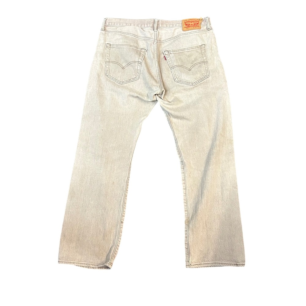 Levis 501 Original Fit Jeans Mens 36x30 Light Wash Distressed Button Fly Denim